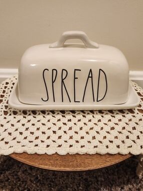 Rae Dunn Artisan Collection Ceramic 'SPREAD' Butter Dish From Magenta